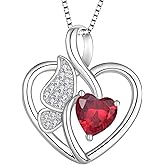 Lwsary Butterfly Necklace 925 Sterling Silver Love Heart Pendant Necklace Birthstone Jewelry for Women