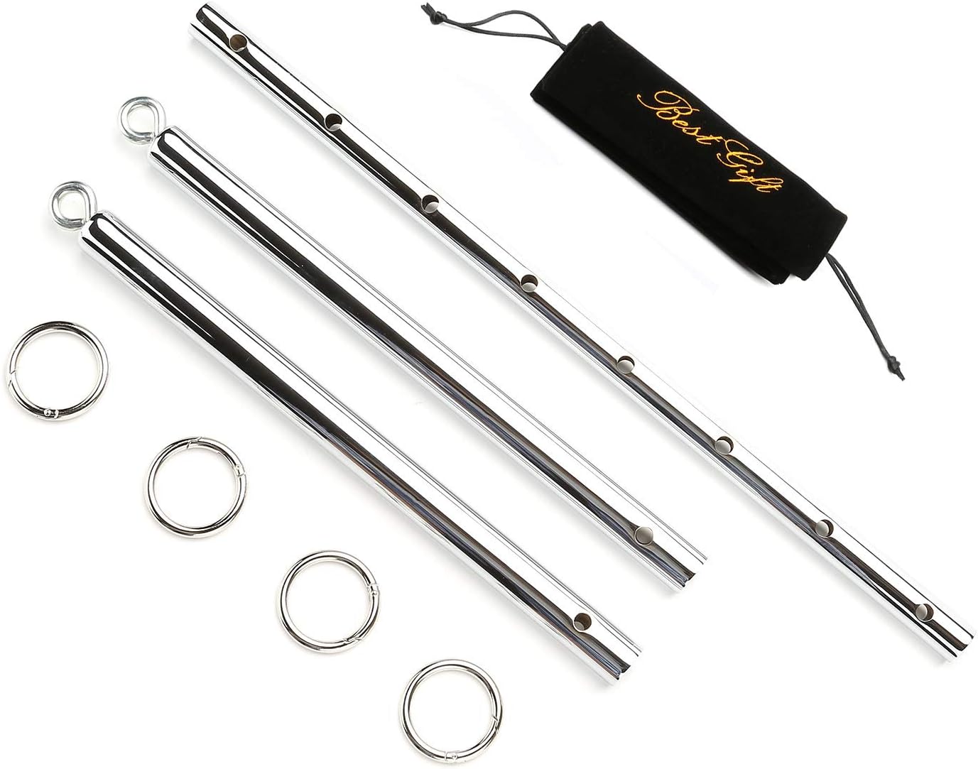 Gentlesoft New Metal Spreader Bar with Flocking Bag Home Yoga Pull bar，3 Segments can be Assemble ​​Freely