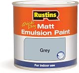 Rustins Matt Emulsion Paint Grey 250ml Water Based Quick Drying Low Odour
