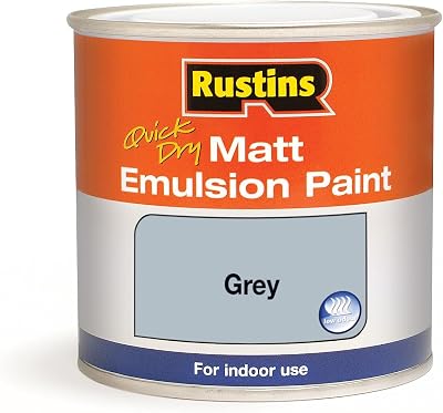 Rustins Matt Emulsion Paint Grey 250ml Water Based Quick Drying Low Odour