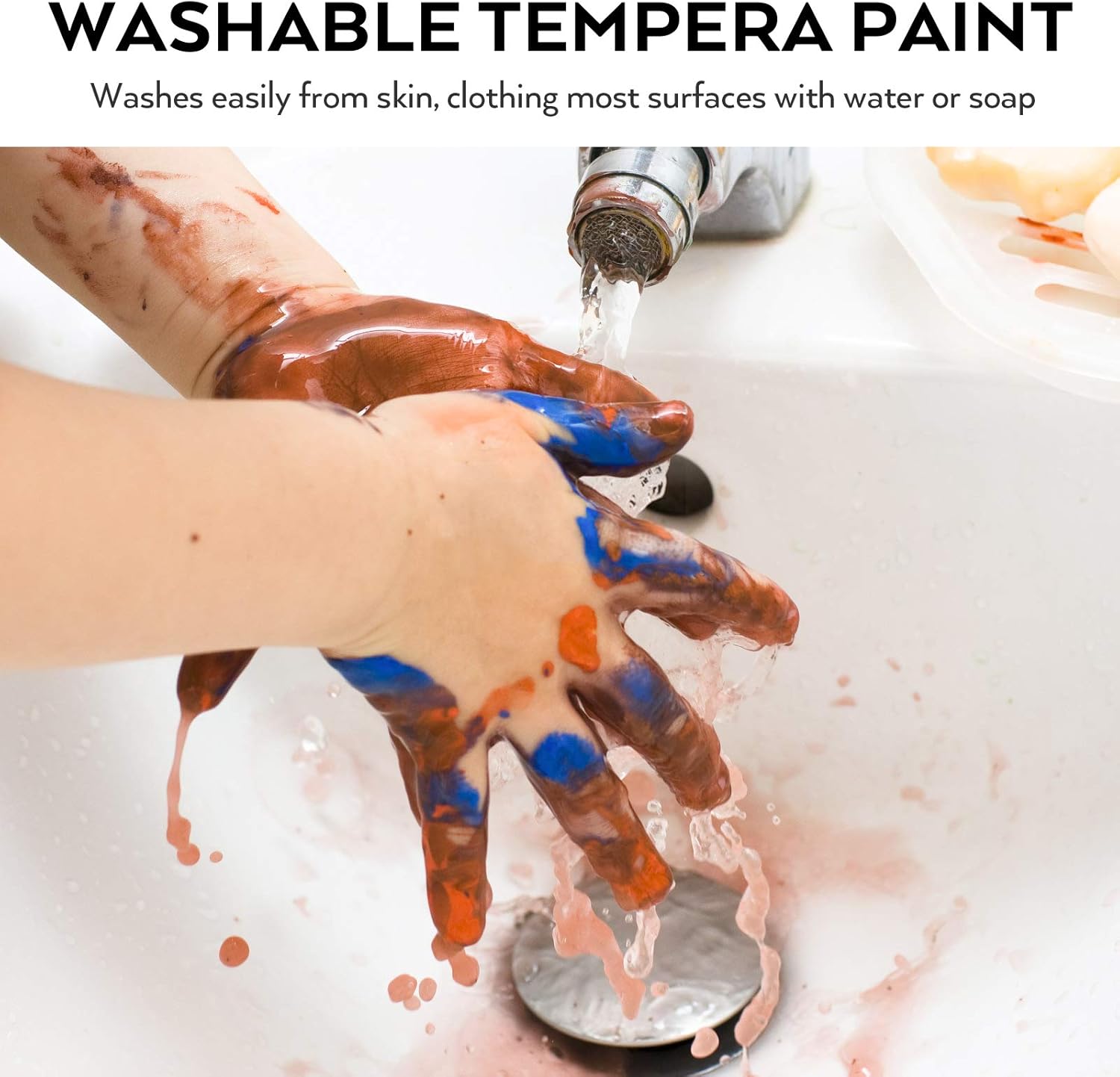 Nicpro Tempera Washable Paint for Kid & Toddler, 32 Colors (2 oz/Tube) Liquid Finger Paint Kit with 3 Brushes Non Toxic for Hand, Poster, Paper, Canvas, Sponge Painting & Art Craft DIY Projects: Home Improvement