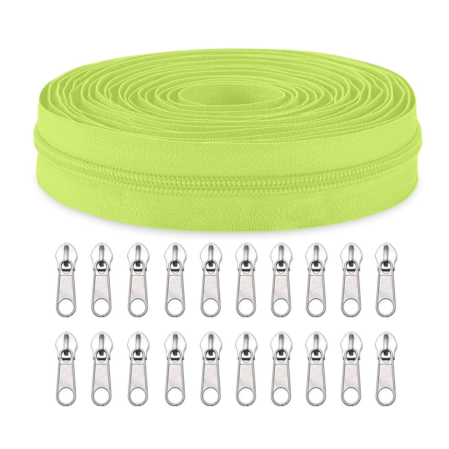 Sawoake #5 Nylon Coil Zippers by The Yard Bulk 10 Yards with 20pcs Zipper Sliders for DIY Sewing Tailor Craft Bag Garment Home Textile…(AppleGreen)