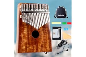 SMIGER EQ Kalimba Thumb Piano 17 Keys,Portable Mbira with Pickup Acacia Koa Wood Finger Piano Kalimbas Gifts for Beginners Kids Adults with 10 foot Cable Study Instruction Carry Bag