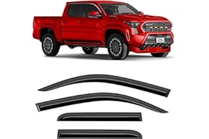Voron Glass Tape-on Extra Durable Rain Guards for Toyota Tacoma Double Cab 2024-2026, Window Deflectors, Vent Window Visors, 
