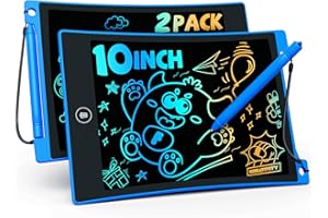 TEKFUN 2 Pack LCD Writing Tablet with Anti-Lost Stylus, 10in Erasable Doodle Board Coloring Drawing Pad for Kids, Car Trip Educational Toys Birthday Gift for 3 4 5 6 7 Girls Boys Toddler (2*Blue)