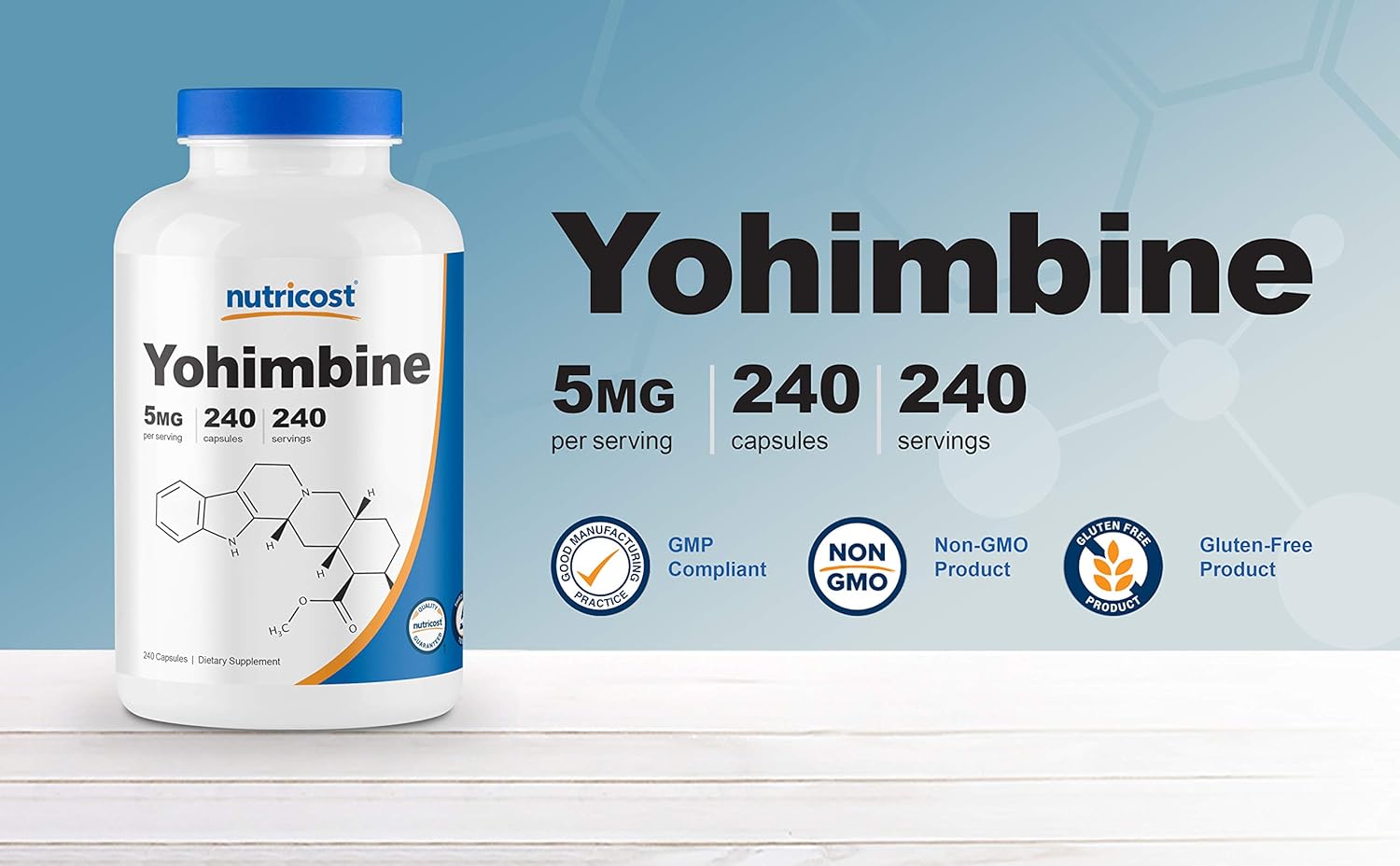 Nutricost Yohimbine HCl 5mg, 240 Capsules Extra Strength - Gluten Free, Non-GMO: Health & Personal Care