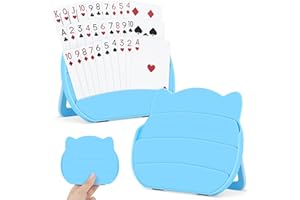 Wkchxd Card Holders for Playing Cards, 2 Pack Playing Card Holder for Kids Adults and Seniors, Hands Free Card Game Holder for Arthritis Little Hands,Poker Parties Travel Family Game Nights (Blue)