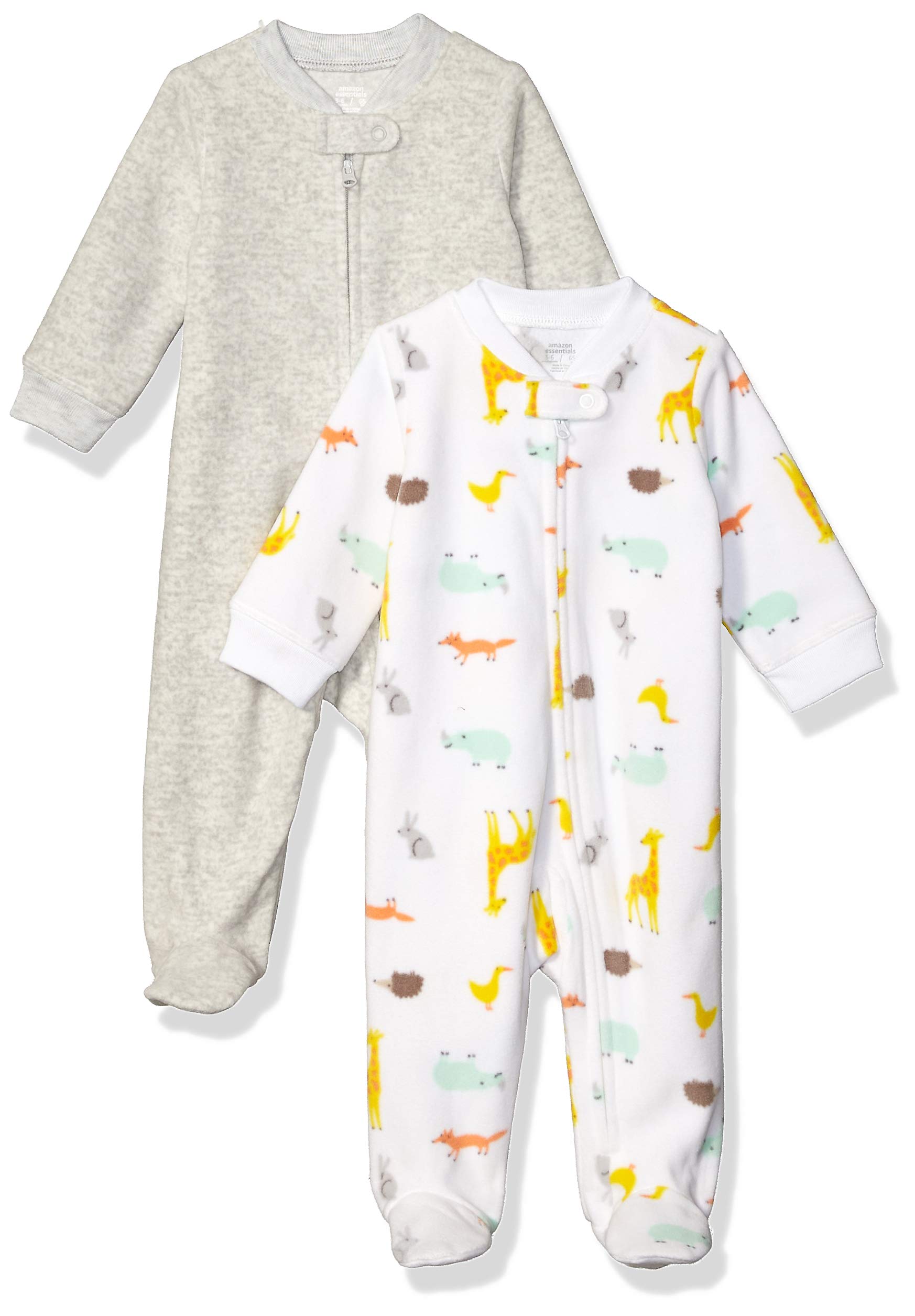 Unisex Babies' Microfleece Footed Zip-Front Sleep and Play, Pack of 2