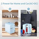 YASHE Mini Fridge 4L 6 Cans, AC/DC Thermoelectric Cooler Warmer Blue view 4