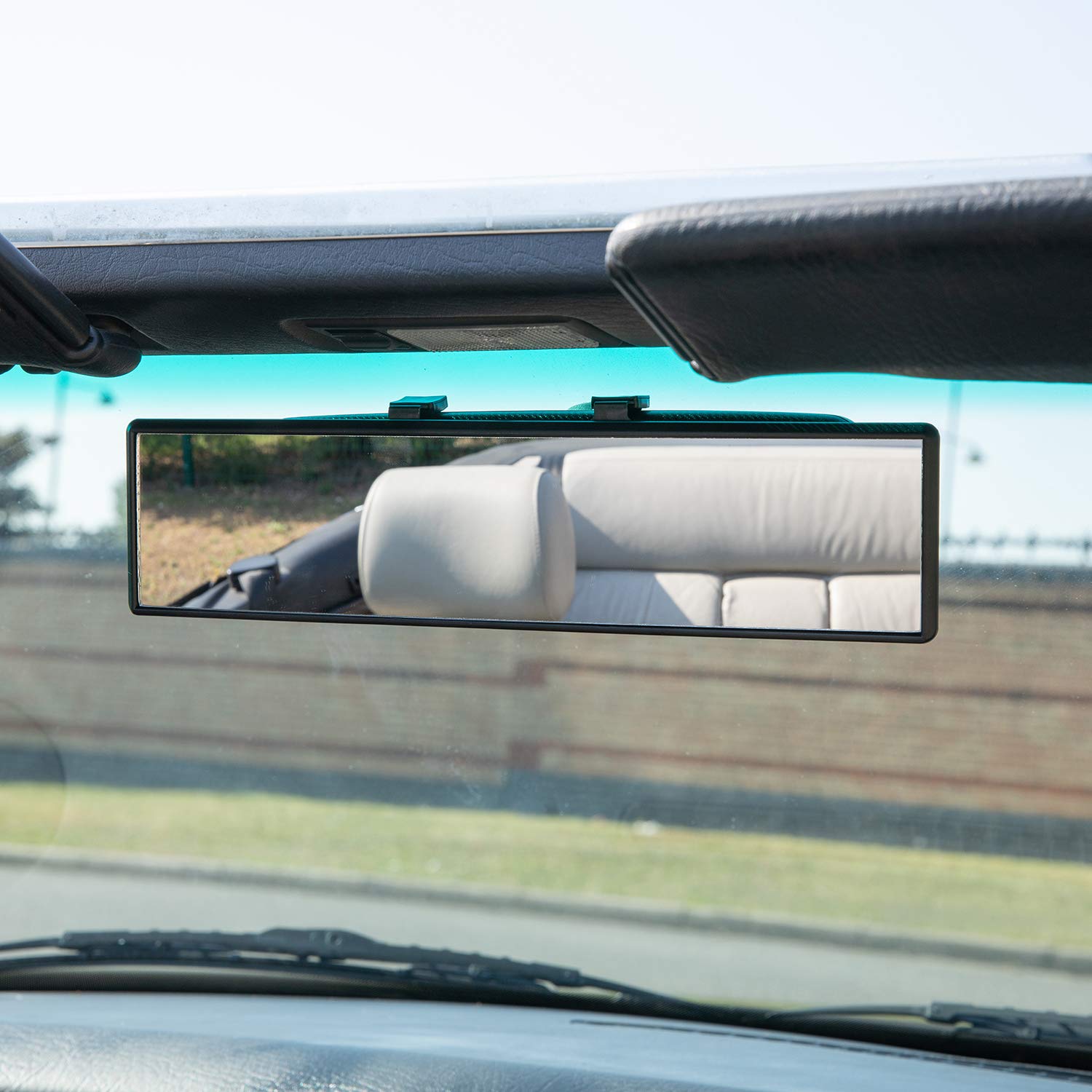 TRIXES Extra Wide Curved Rear View Mirror 300mm ClipOn Panoramic Blind