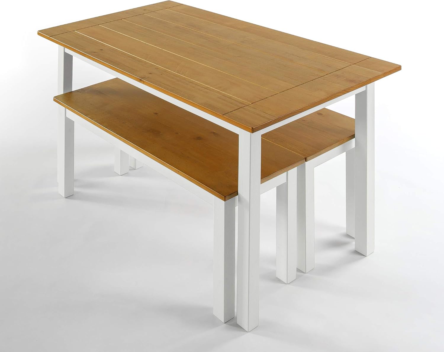 Zinus Becky Farmhouse Dining Table with Two Benches / 3 piece set - Tables