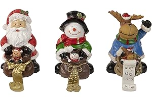 Northlight Set of 3 Santa, Snowman and Reindeer Christmas Stocking Holders 5.25"