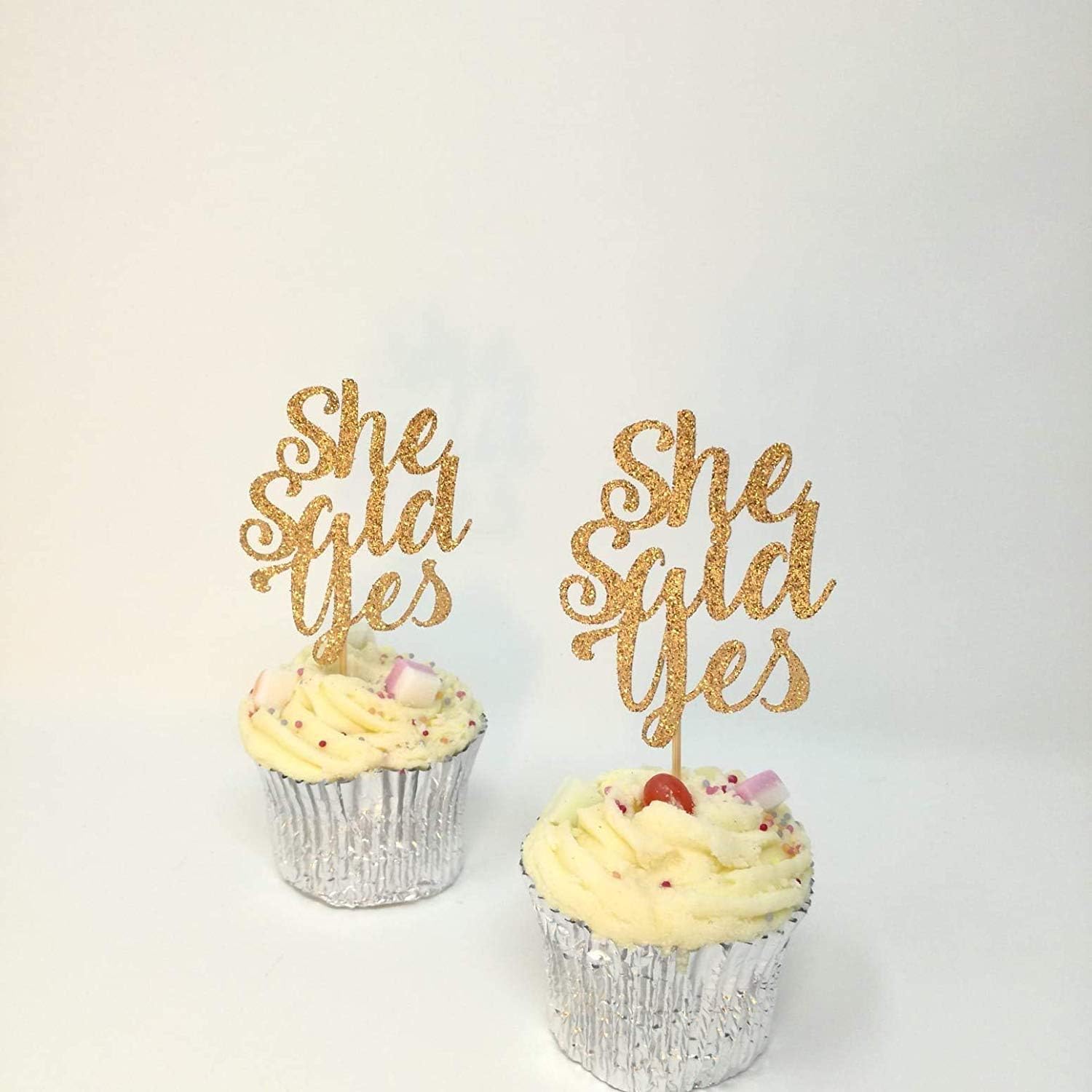 She said yes cupcake toppers, 12 pieces Rose Gold Cupcake Picks, hen party decor, engagement, bride to be, bridal shower, wedding cupcake toppers, Bachelorette party