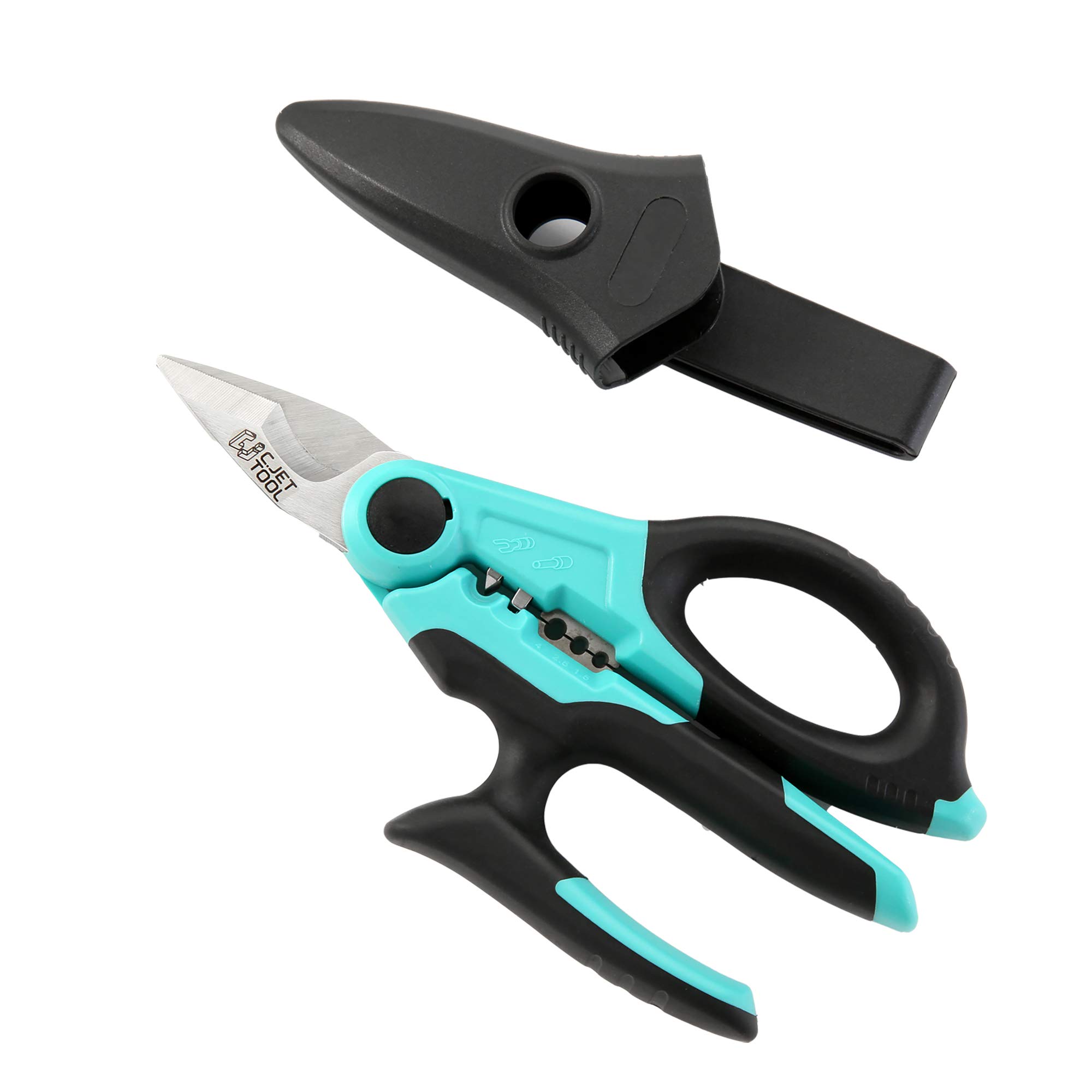 C.JET TOOL Electrician Scissors, 170mm/7” Stainless Steel, Multi-Grip Design Aluminium Copper Soft Cable
