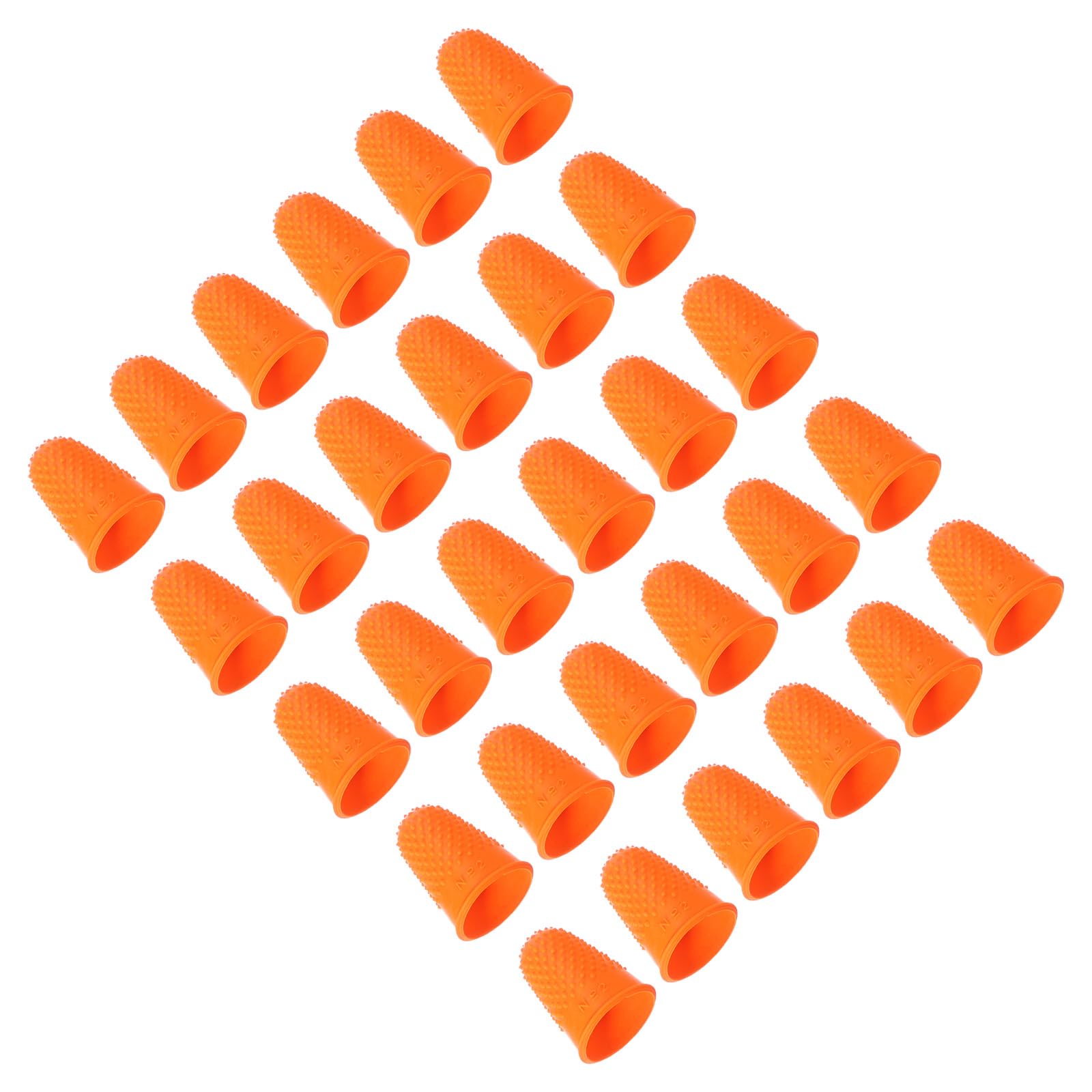 PATIKIL Rubber Finger Tips, 30 Pack Silicone Thumb Fingertip Protector Finger Cots Covers Guard Pads Thimble Grips for Office Counting Sewing, Orange L Size