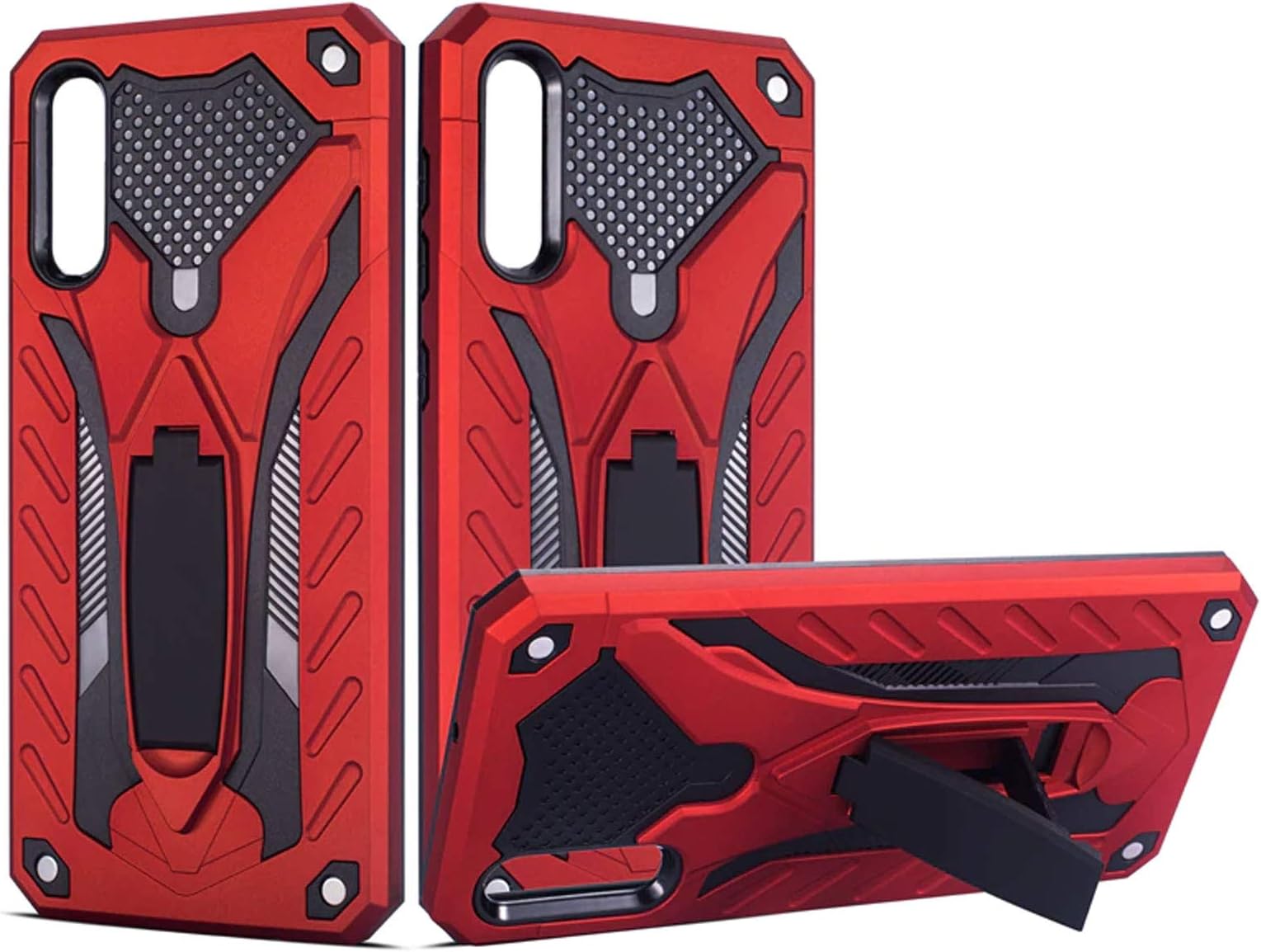 TecKraft Protective Shockproof Back Cover Armor Case with Kickstand for Honor 9X (Wine Red Shield)