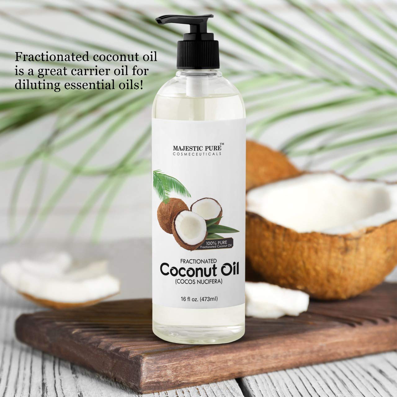 Majestic Pure Fractionated Coconut Oil, For Aromatherapy Relaxing Massage, Carrier Oil for Diluting Essential Oils, Hair & Skin Care Benefits, Moisturizer & Softener - 16 Ounces (Packaging May Vary) : Beauty