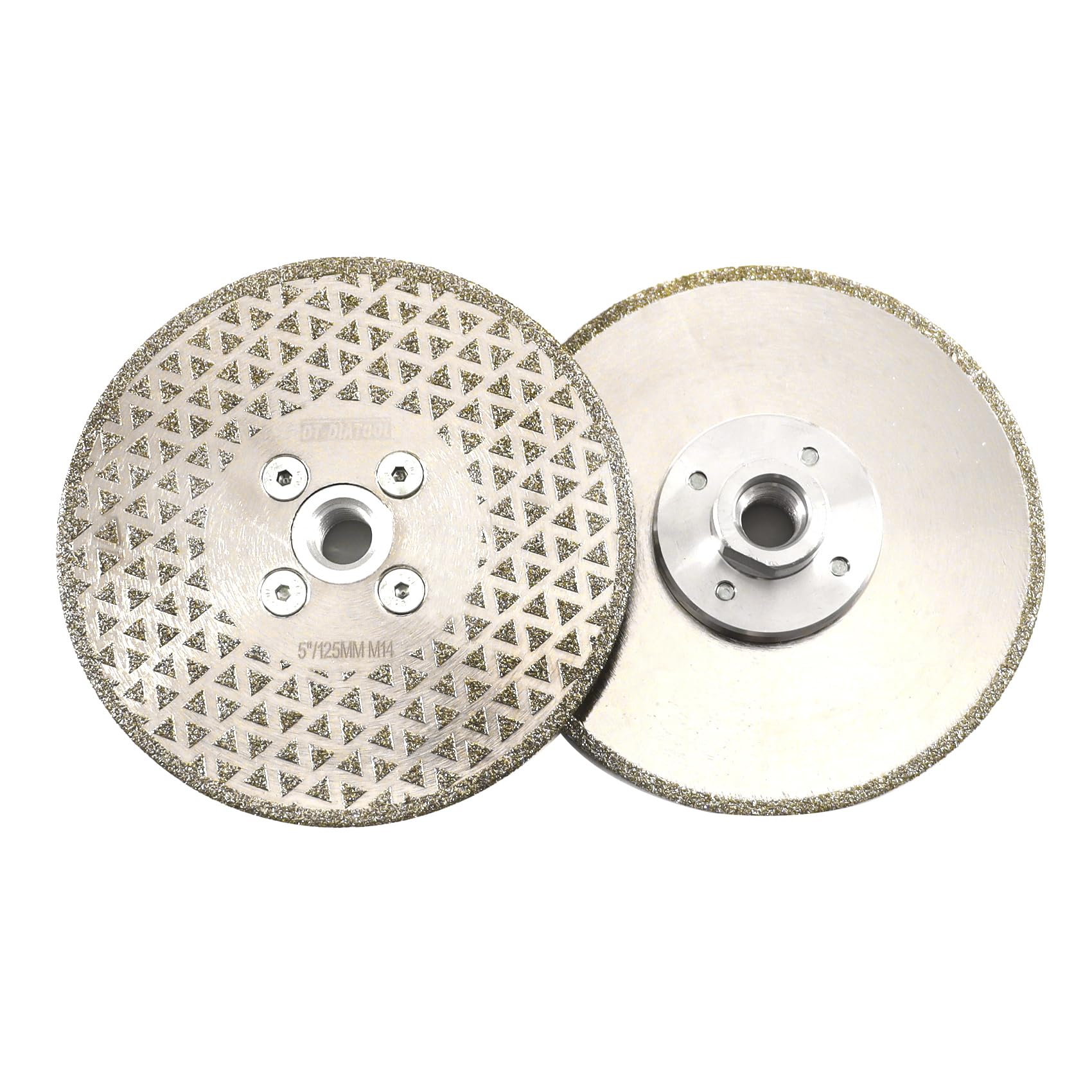 DT-DIATOOL Diamond Cutting and Grinding Discs 2PCS 5 Inch / 125mm x M14 Single Side Coated Electroplated for Granite Tile Marble Stone
