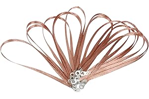 BuyUneed Braided Ground Straps Copper Automotive Grounding Wire Connection 1/4" Flat Width with 5/16" Rings Terminal Lugs (24"-12pcs)