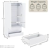 Vida Designs Denver White 2 Door Wardrobe with Drawers - Modern Furniture view 2