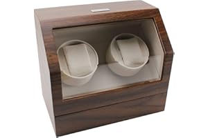 Heiden Double Watch Winder in Walnut - Automatic Watch Window for 2 Watches - Japanese Motor - Zero Magenetization - Use Batteries or Adapter Dual Watch Winder for Automatic Watches for Rolex