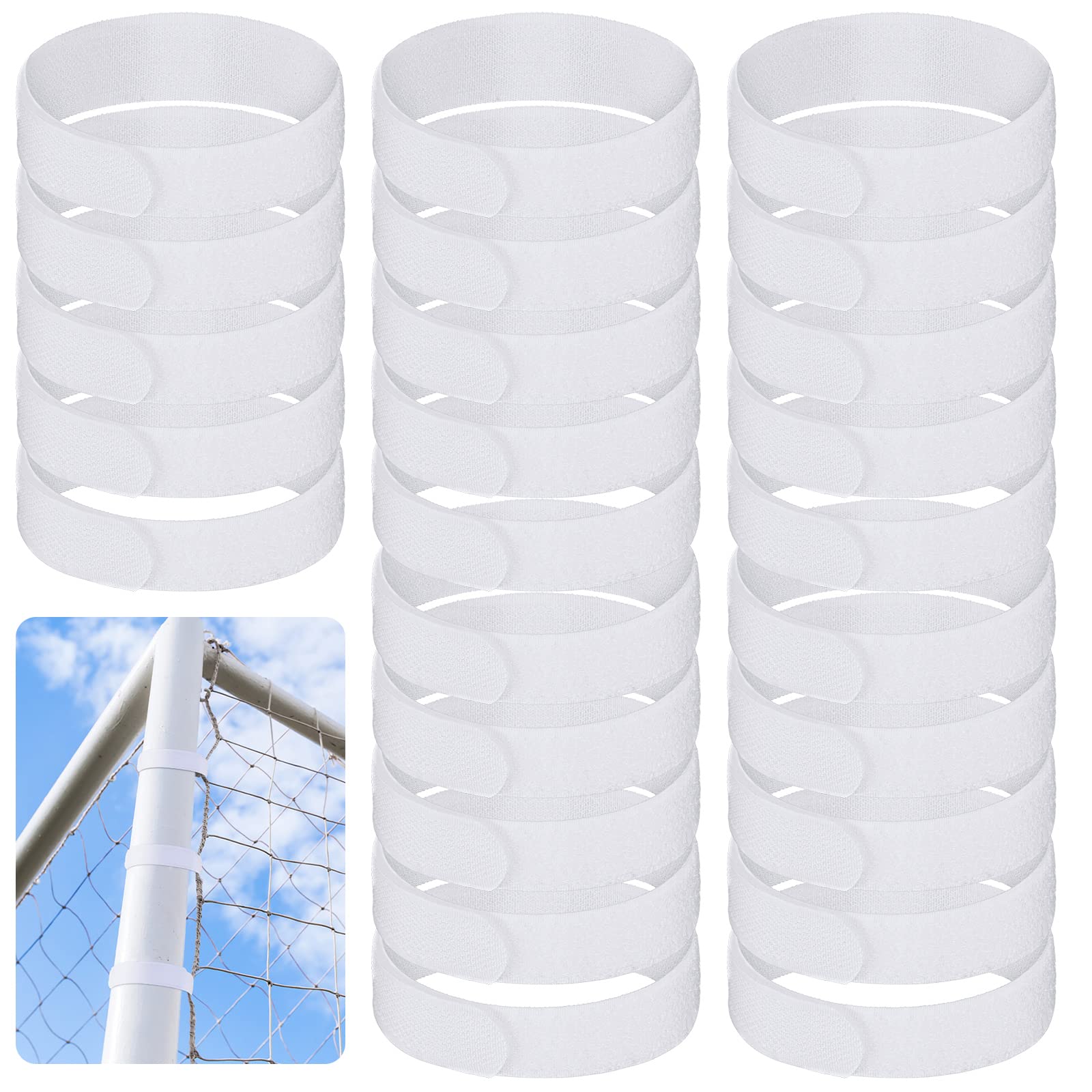 Photo 1 of 50 Pcs Goal Net Straps Soccer Attachment Straps Trap White for Holding Nets to The Goal Posts for Boys Kids Soccer Training, 14 x 0.8 Inch