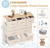 LYNCOHOME Beige Fabric Dresser with Wood Top 9 Drawers Chest of Drawers view 2
