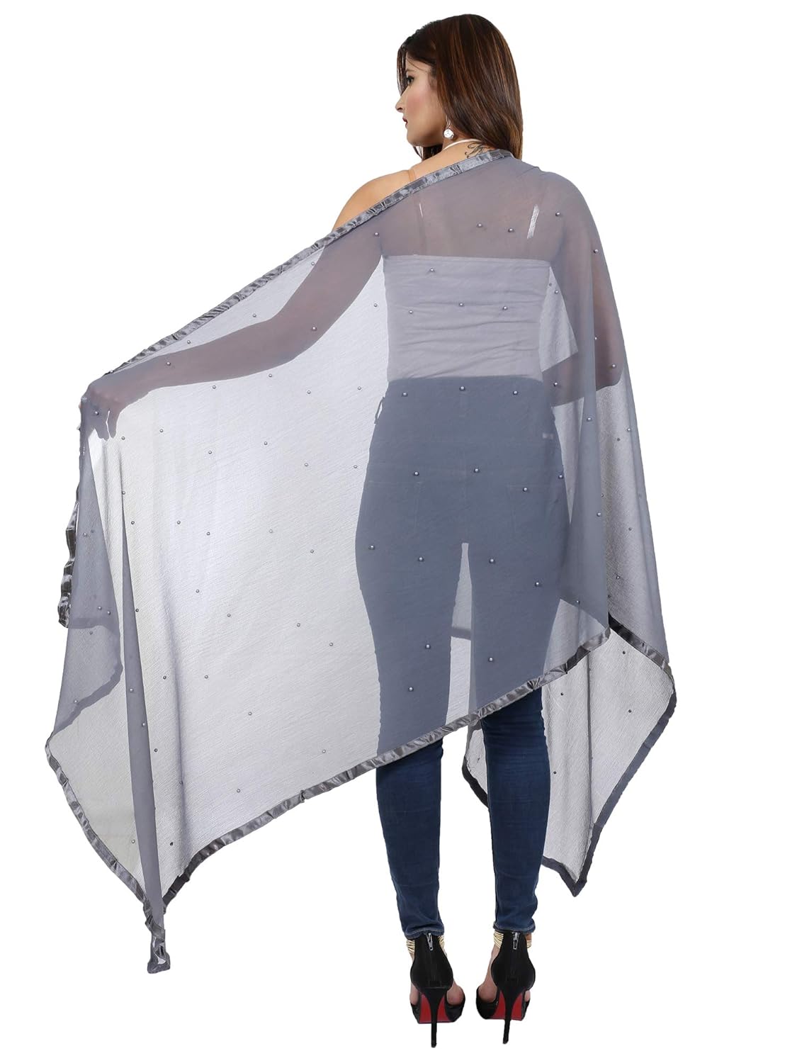 fashion & store women's chiffon plain dupatta (2.25 m, 42 inches, grey)