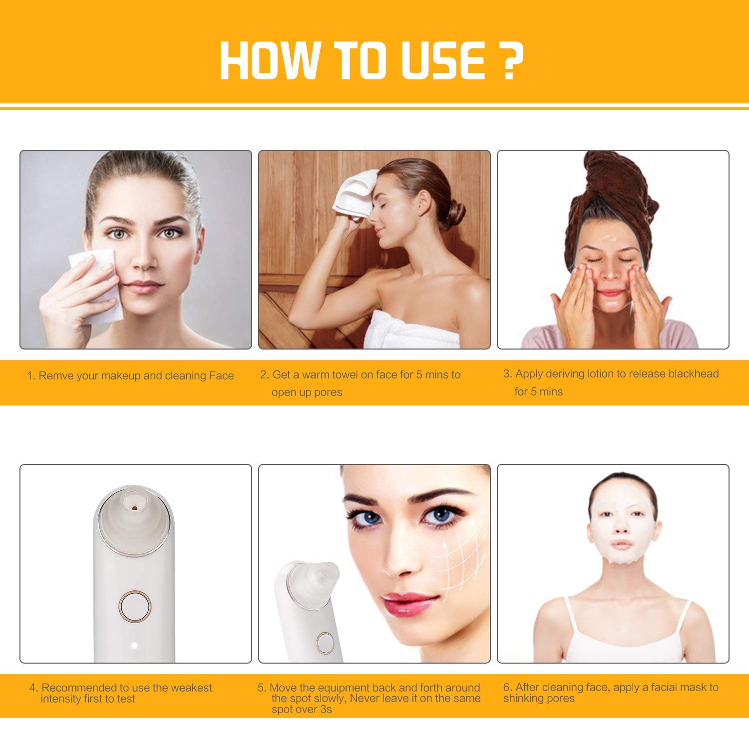 [UPGRADE] Mitesser Entferner, bedee Vakuum Porenreiniger Sauger 4-in-1 Elektrisch Mitesserentferner Gesichts-Mitesser für Mann und Frau Nase Blackhead Remover, Poren Reiniger, Akne Extractor mit 4 Austauschbaren Reinigungsaufsätzen + Deutsc