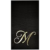 Gift Boutique 100 Gold Monogram Guest Napkins Letter M Disposable Paper Napkins Elegant Metallic Foil Hand Napkins for Wedding Bathroom Holiday