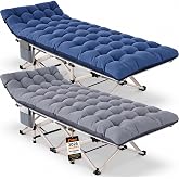 Fenbeli Camping Cot for Adults, 2 Pack Camp Bed with Thicker Cushion, 800LB | Folding Sleeping Bed, 800 lb Static / 600 lb Moving Per Cot, 10 Second Setup, Tent, RV, Couples Camping, Side Sleepers