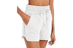 Monbessi Women's Running Shorts with Line Athletic Workout Hiking Swim Shorts with Pockets