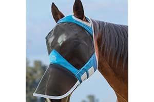 Harrison Howard CareMaster Pro Luminous Horse Fly Mask Large Eye Space Full Face Standard with Nose No Ears Voodoo Blue Full Size