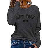 LovelyWholesale Long Sleeve Graphic Tee for Women Casual Crew Neck T Shirt