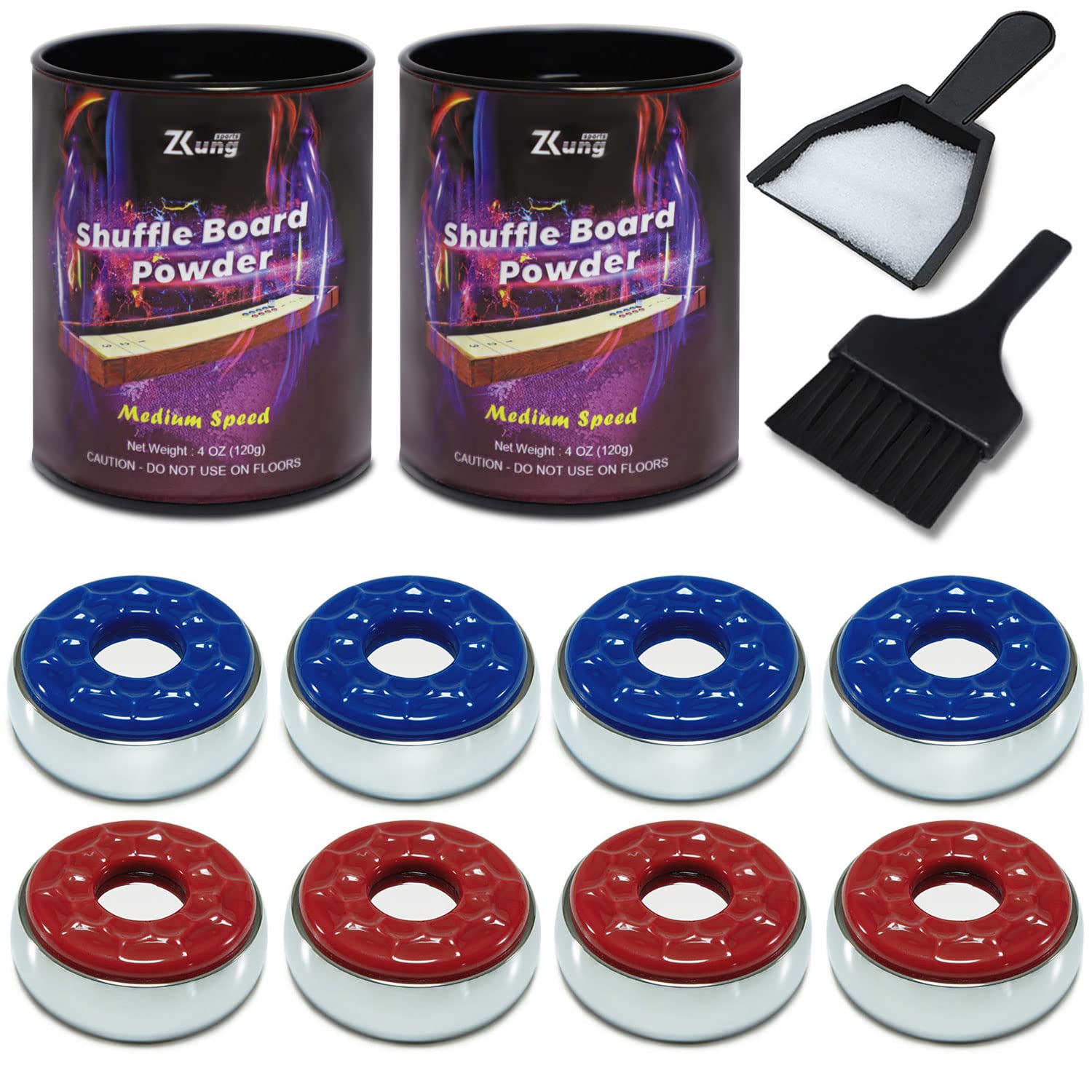 Photo 1 of Shuffleboard Pucks and Sand Set - 2 1/8" Table Pucks with 2 Cans Wax, Mini Brush and Dustpan