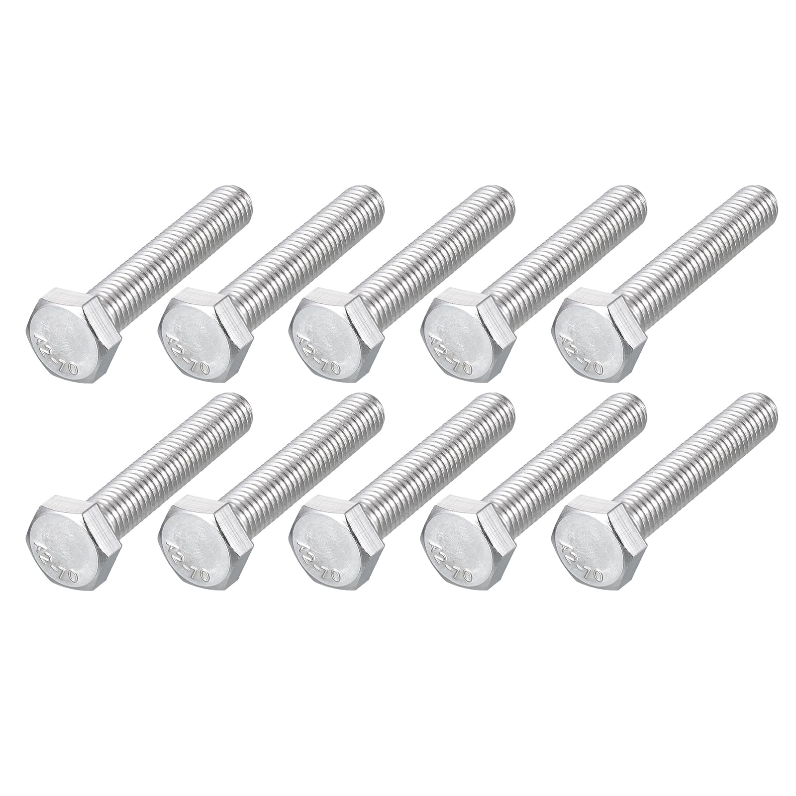 METALLIXITY Hex Bolts (M8-1.25x45mm) 10Pcs, 304 Stainless Steel Coarse Fully Threaded Hex Head Screw Bolt Machine Screws - for Furniture Repair, Silver