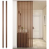 Wall Partition Room Divider Floor to Ceiling Wooden Slats - 2ft/3ft/4ft/5ft/6ft/7ft/8ft Tall Screen Partition Post Living Room Simple Modern Entrance Restaurant Office Hollow Decor Column ( Color : Wo