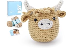Cudroza Crochet Kit for Beginners - Highland Cow Starter Crochet Kits with Step-by-Step Video Tutorials and Yarns, Hook, Accessories, Birthday DIY Handmade Craft Gift for Adults and Kids(30%+ Yarn)