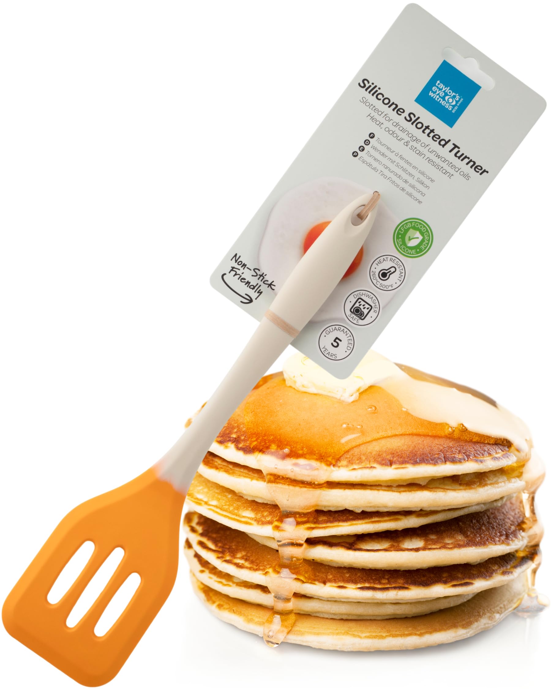 Large Silicone Buttermilk & Saffron Slotted Spatula - Dishwasher Safe, Heat Resistant (260°C/500°F), Non-Scratch for Non-Stick Frying Pans