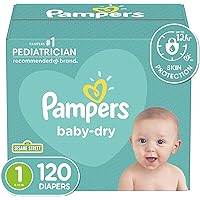 Diapers Newborn/Size 1 (8-14 lb), 120 Count - Pampers Baby Dry Disposable Baby Diapers, Super Pack