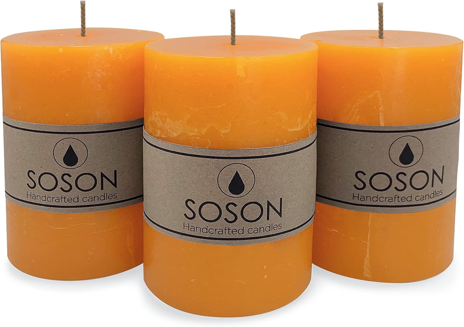 Candles & Holders - Simply Soson Rustic 3x4 Apricot Orange Pillar Candles Set of 3 - Unscented Amber Candles - Home Decor Large Candles - Colored Fall Pillar Candles Bulk