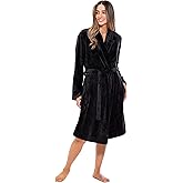 Turquaz Robes For Women, Womens Fleece Shawl Collar Soft Plush Knee Length Spa Robe