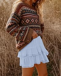 Lepunuo Womens Shorts High Waisted Skorts Flowy