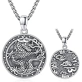 CUOKA MIRACLE Dragon Necklace 925 Sterling Silver Dragon Oxidized Jewelry Oriental Dragon Animal Pendant for Men Women Vintage Necklace Birthday Jewelry Gift