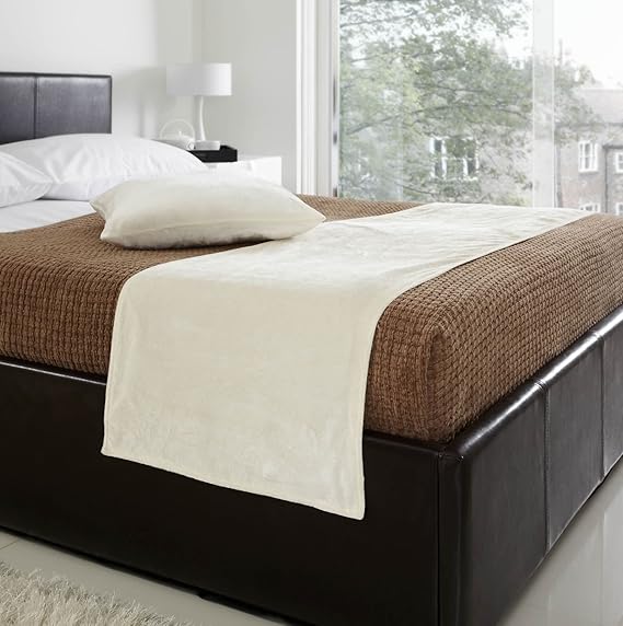 Velvet Bed Runner, Velvet Throw Runners, 48cm x 195cm, Cream Amazon.co