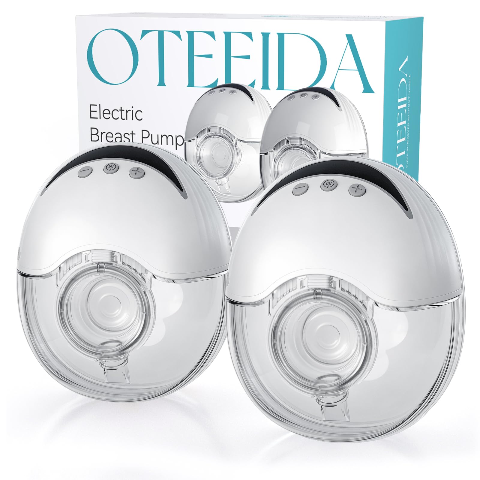 Photo 1 of Hands Free Breast Pump Wearable MY-375 - Strong Suction, Low Noise, Wearable Breastfeeding Pump with 4 Mode &12 Levels, Portable Electric Breast Pump 24mm - 19/21/Insert/Flange, 2 Pack (White)