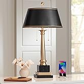 Barnes and Ivy Georgetown 28 1/2" Tall Traditional Table Desk Lamp with USB Charging Ports A+C Warm Brass Steel Black Gold Tr
