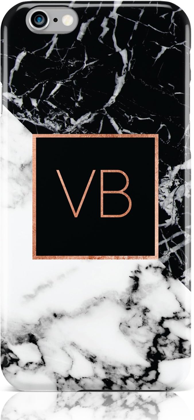 PERSONALISED ROSE GOLD WITH MARBLE INITIALS PHONE CASE FOR APPLE IPHONE 6 6S