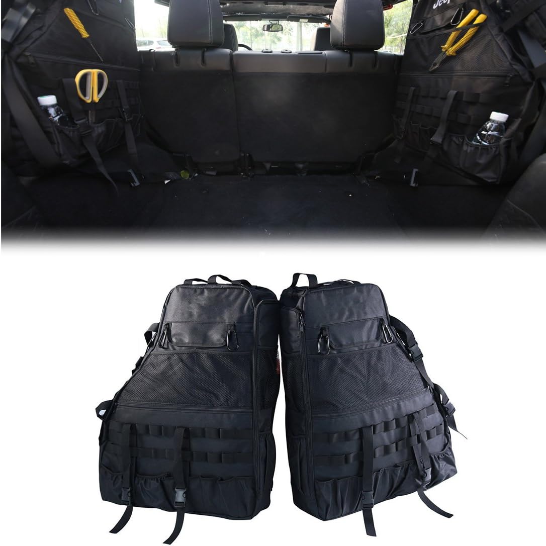 Jeep Storage Bag,Multi-Pockets 2 Side Roll Cage Cargo Organizer for Jeep Wrangler JK 4-door 2007~2017,Jeep Tool Kits Bottle Drink Phone Tissue Gadget Holder for Jeep 4 Door Only