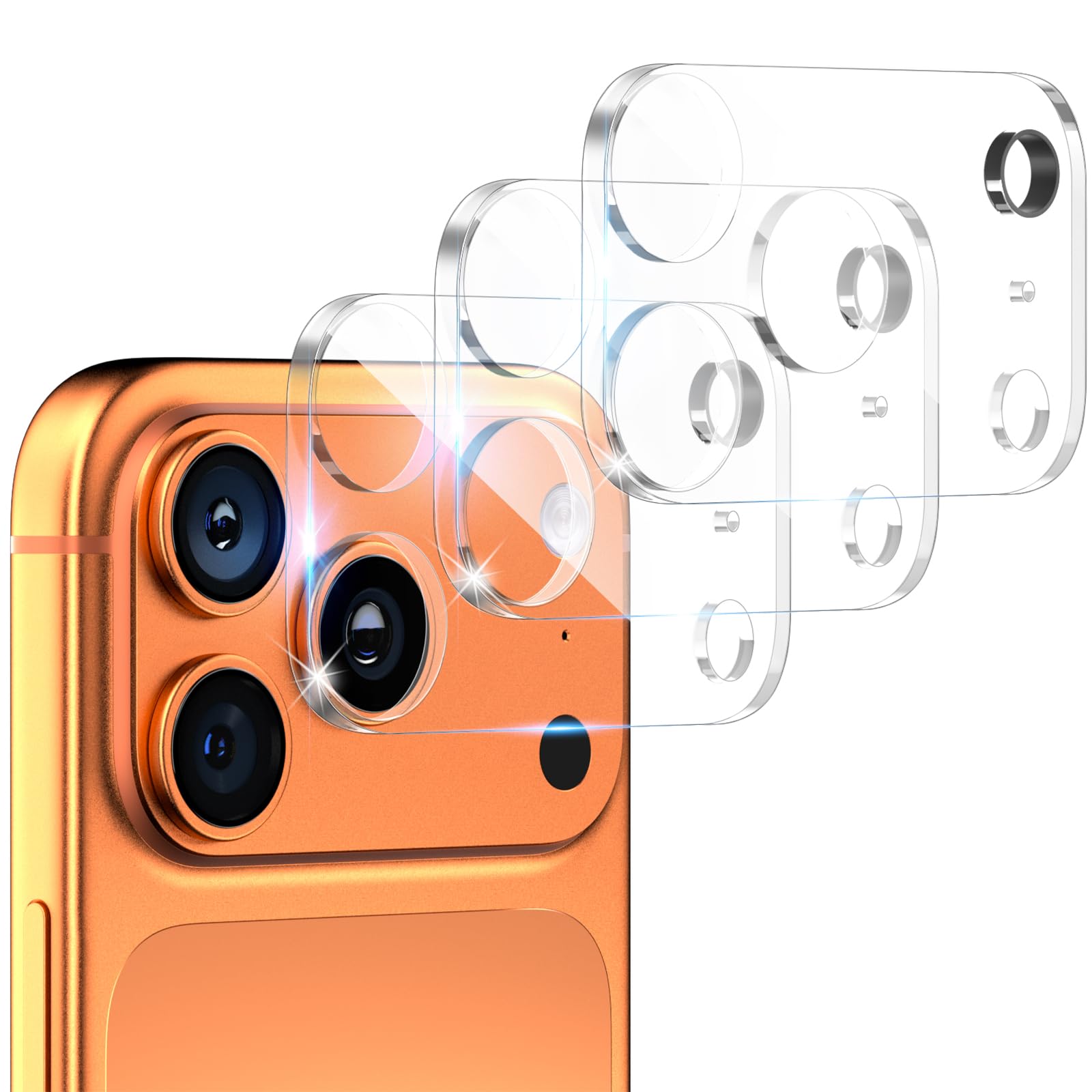 Photo 1 of CloudValley 3 Pack for iPhone 17 Pro Camera Lens Protector, Military Standard Scratch-Resistant Film, 9H Tempered Glass Camera Cover Screen, [Does not Affect Night Shots], Clear